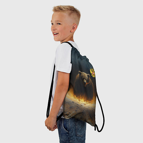 Мешок для обуви Русский медведь в огненном поле / 3D-принт – фото 3