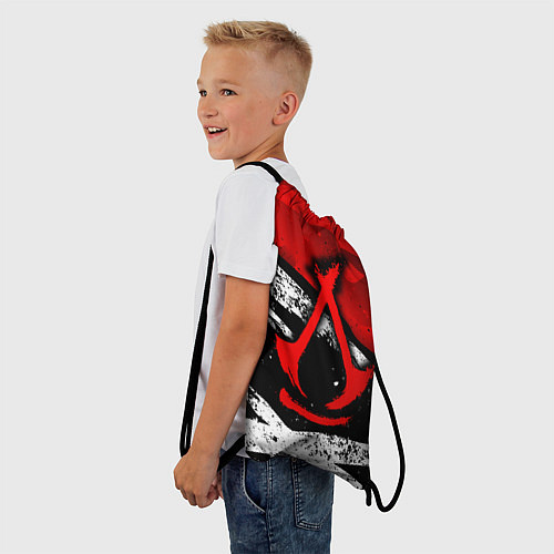 Мешок для обуви Assassins creed: shadows - красная абстракция / 3D-принт – фото 3