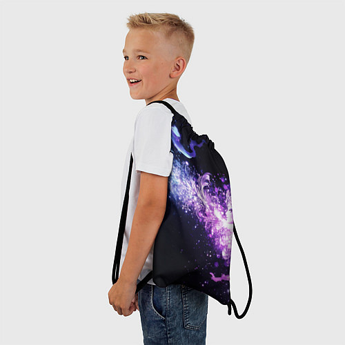 Мешок для обуви Фиолетово-синяя абстрактная волна / 3D-принт – фото 3