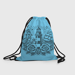 Рюкзак-мешок Маяк с розами и кораблем, цвет: 3D-принт