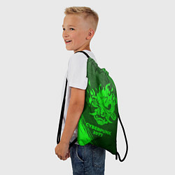Рюкзак-мешок Cyberpunk 2077 - green gradient, цвет: 3D-принт — фото 2