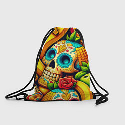 Рюкзак-мешок Colorfull skulls and bananas - pop art pattern, цвет: 3D-принт