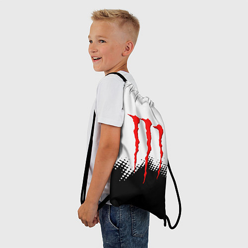 Мешок для обуви Monster energy чёрно белые краски / 3D-принт – фото 3