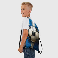 Рюкзак-мешок Футбольный мяч на синем, цвет: 3D-принт — фото 2