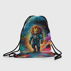 Рюкзак-мешок Лев бравый космонавт - неоновый космос, цвет: 3D-принт
