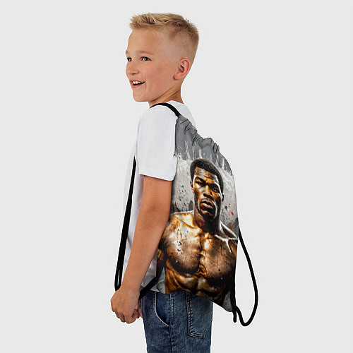 Мешок для обуви Мухаммед Али на сером / 3D-принт – фото 3