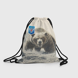 Рюкзак-мешок Бурый медведь и герб РФ, цвет: 3D-принт