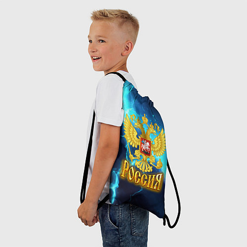 Мешок для обуви Россия герб на синих молниях / 3D-принт – фото 3