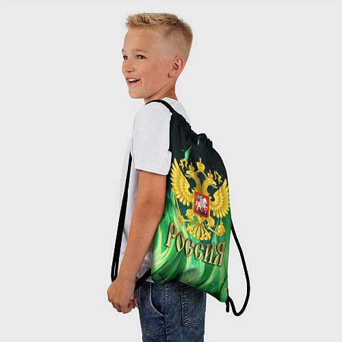 Мешок для обуви Россия на фоне зеленого огня / 3D-принт – фото 3