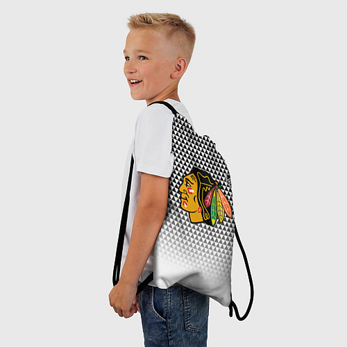 Мешок для обуви Чикаго Блэкхокс - геометрический паттерн с градиен / 3D-принт – фото 3