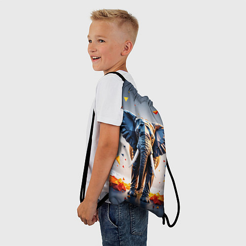 Мешок для обуви Геометрический слон и цветные полигоны / 3D-принт – фото 3