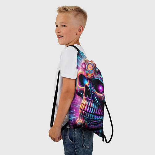 Мешок для обуви Neon cyber skull / 3D-принт – фото 3