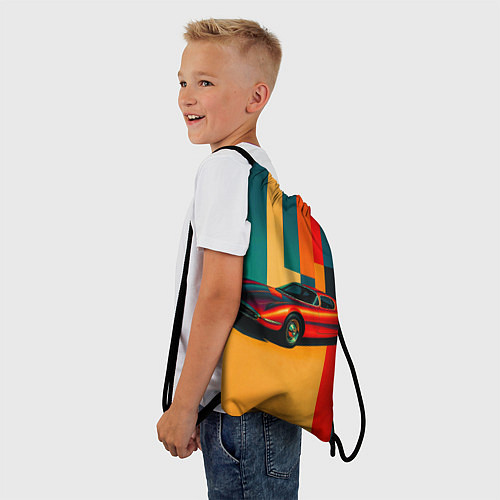 Мешок для обуви Спорткар ретрофутуризм поп-арт 1970-е / 3D-принт – фото 3