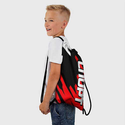 Мешок для обуви Спорт бело-чёрно-красный штрихи / 3D-принт – фото 3