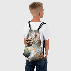 Рюкзак-мешок Мрамор с цветами и леопардовый узор, цвет: 3D-принт — фото 2