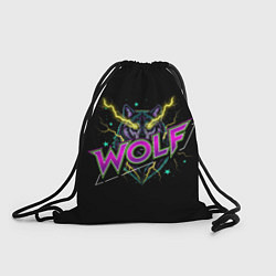 Рюкзак-мешок Голова волка со светящимися желтыми глазами, цвет: 3D-принт