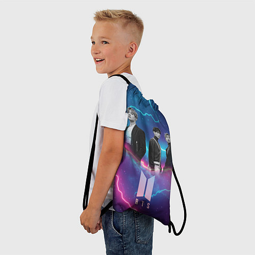 Мешок для обуви BTS на фоне молний / 3D-принт – фото 3