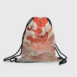 Рюкзак-мешок Японские красные волны, цвет: 3D-принт