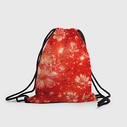Рюкзак-мешок Цветочный красный с искрами, цвет: 3D-принт