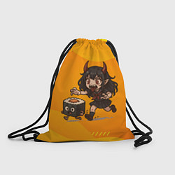 Рюкзак-мешок Девочка дьявол бежит за роллом, цвет: 3D-принт