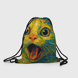 Рюкзак-мешок Мемный кот в стиле Ван Гога, цвет: 3D-принт