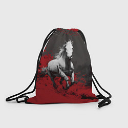 Рюкзак-мешок Белая лошадь - красный фон, цвет: 3D-принт