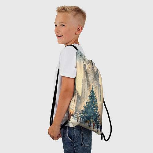 Мешок для обуви Москва новогодняя елка / 3D-принт – фото 3