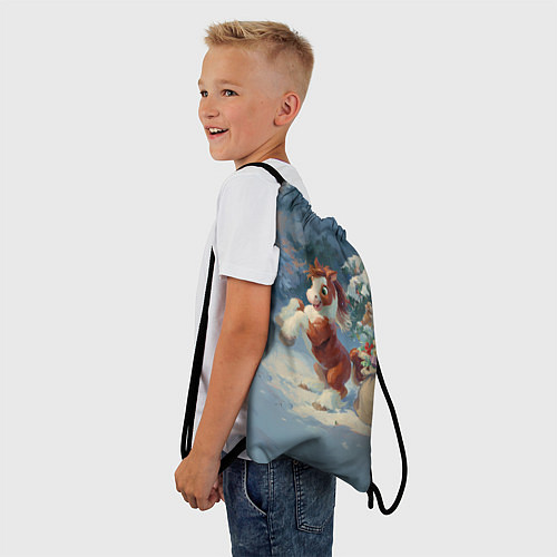 Мешок для обуви Лошадка с подарками в лесу / 3D-принт – фото 3