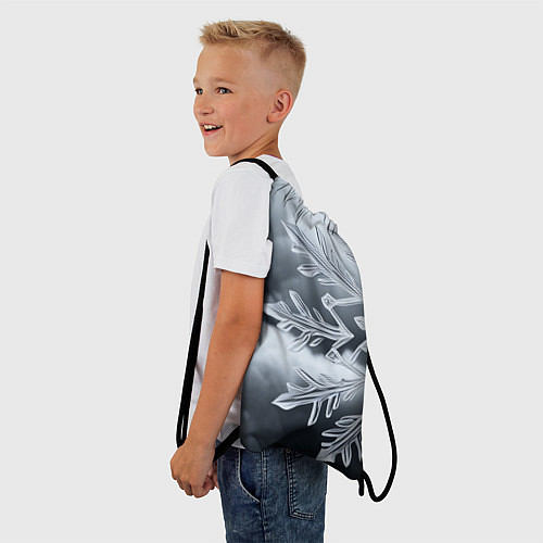 Мешок для обуви Снежинка на черно белое / 3D-принт – фото 3