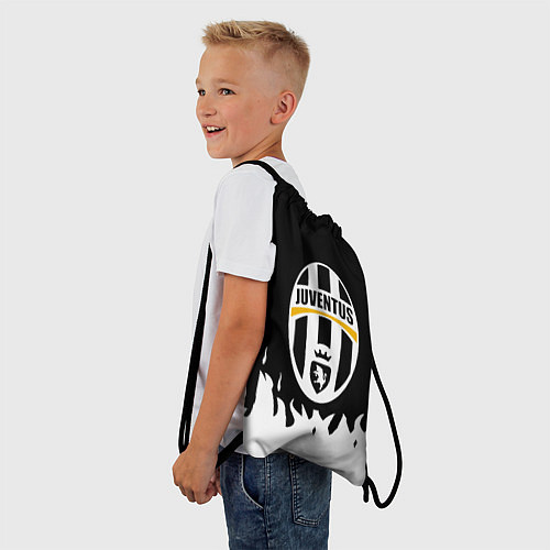 Мешок для обуви Ювентус белый огонь текстура / 3D-принт – фото 3