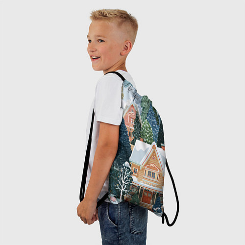 Мешок для обуви Новогодний елочный двор / 3D-принт – фото 3