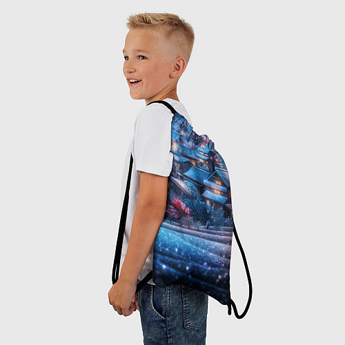 Мешок для обуви Новогодний двор в блестках / 3D-принт – фото 3