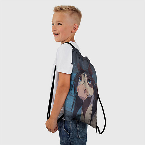 Мешок для обуви Белая пятнистая новогодняя лошадка / 3D-принт – фото 3