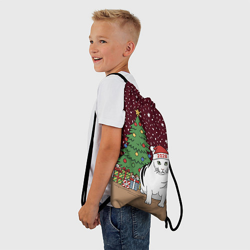 Мешок для обуви Кот Бендер и ёлка / 3D-принт – фото 3