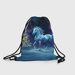 Рюкзак-мешок Сияющая новогодняя лошадка, цвет: 3D-принт