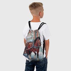 Рюкзак-мешок Лошадка с новогодней повозкой, цвет: 3D-принт — фото 2