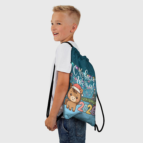 Мешок для обуви Новогодняя лошадка 2026 год / 3D-принт – фото 3