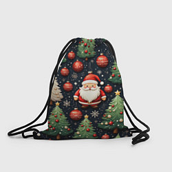 Рюкзак-мешок Новый год паттерн Дед мороз, цвет: 3D-принт