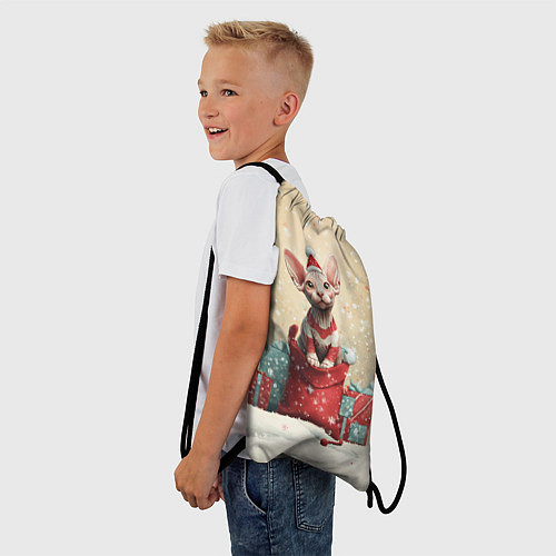 Мешок для обуви Новогодний кот сфинкс / 3D-принт – фото 3