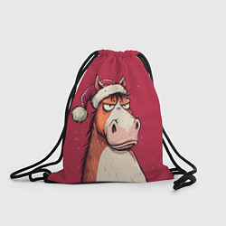 Мешок для обуви Комичная новогодняя лошадь