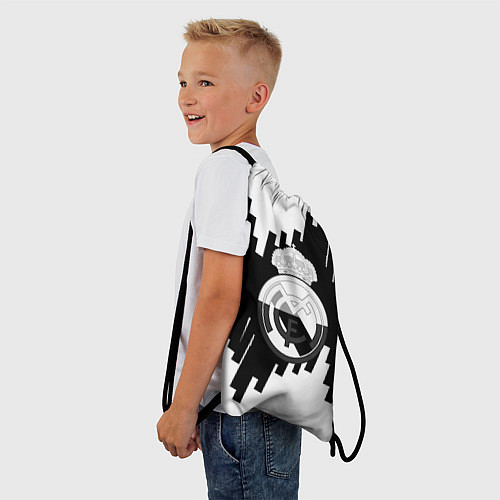 Мешок для обуви Реал Мадрид белая геометрия / 3D-принт – фото 3