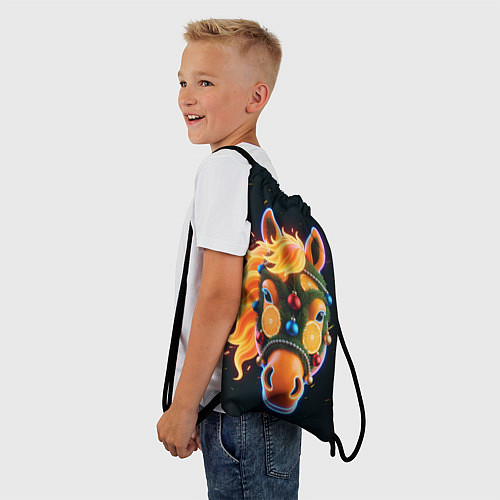 Мешок для обуви Новогодняя мандариновая лошадь / 3D-принт – фото 3