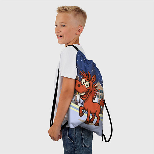 Мешок для обуви Веселая красная лошадь 2026 / 3D-принт – фото 3