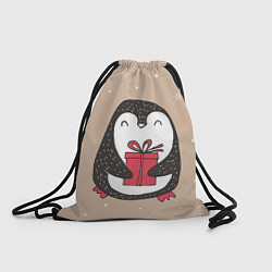 Рюкзак-мешок Пингвин с подарком, цвет: 3D-принт