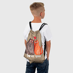 Рюкзак-мешок Влюбленные котики, цвет: 3D-принт — фото 2
