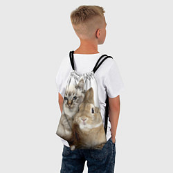 Рюкзак-мешок Кот и кролик пушистые, цвет: 3D-принт — фото 2