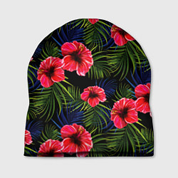 Шапка Тропические цветы и листья, цвет: 3D-принт