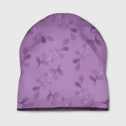 Шапка Листья на фиолетовом фоне, цвет: 3D-принт