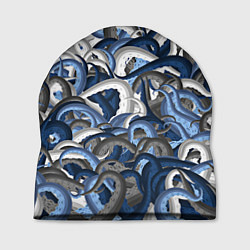 Шапка Синий камуфляж с щупальцами, цвет: 3D-принт