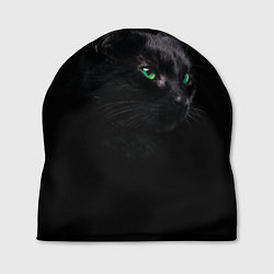 Шапка Черна кошка с изумрудными глазами, цвет: 3D-принт
